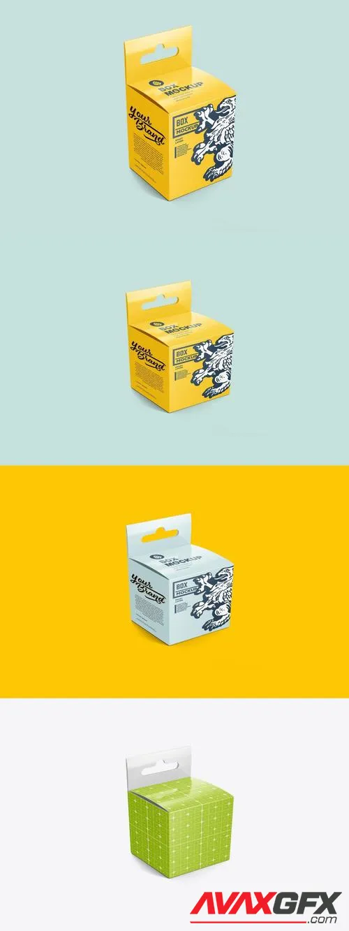 Paper Box with Hang Tab Mockup