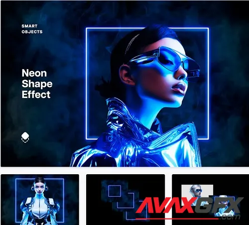 Blue Shape Neon Effect - 91973052