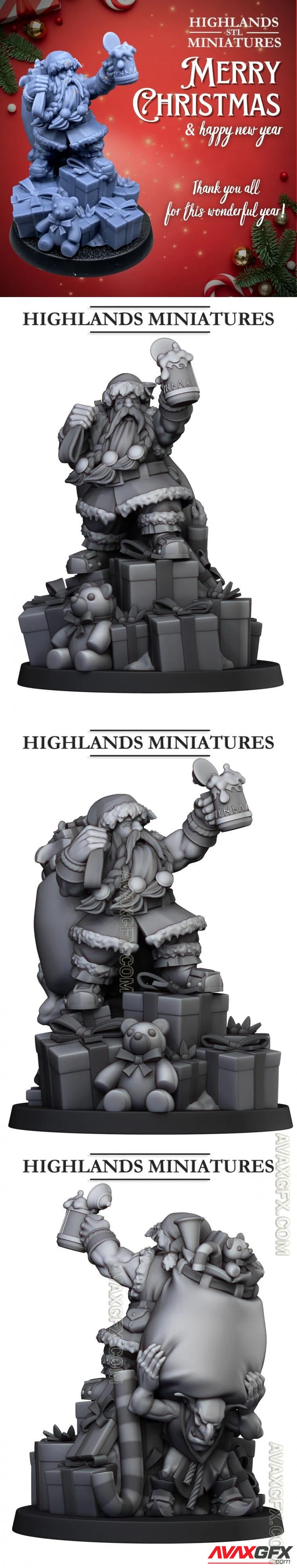 Christmas Santa Dwarf by Highlands Miniatures - STL 3D Model