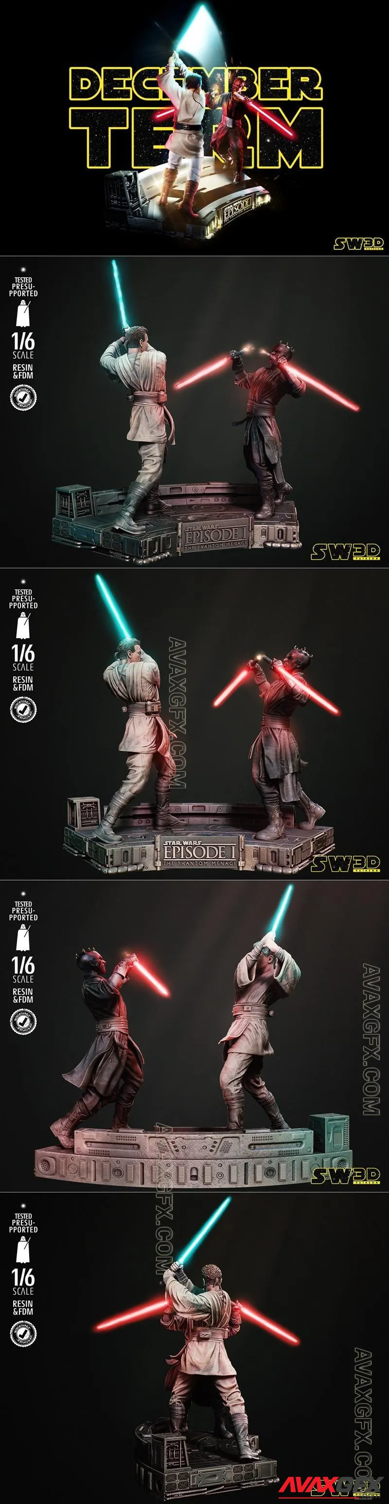 Star Wars - Obi Wan Vs Darth Maul Diorama - STL 3D Model