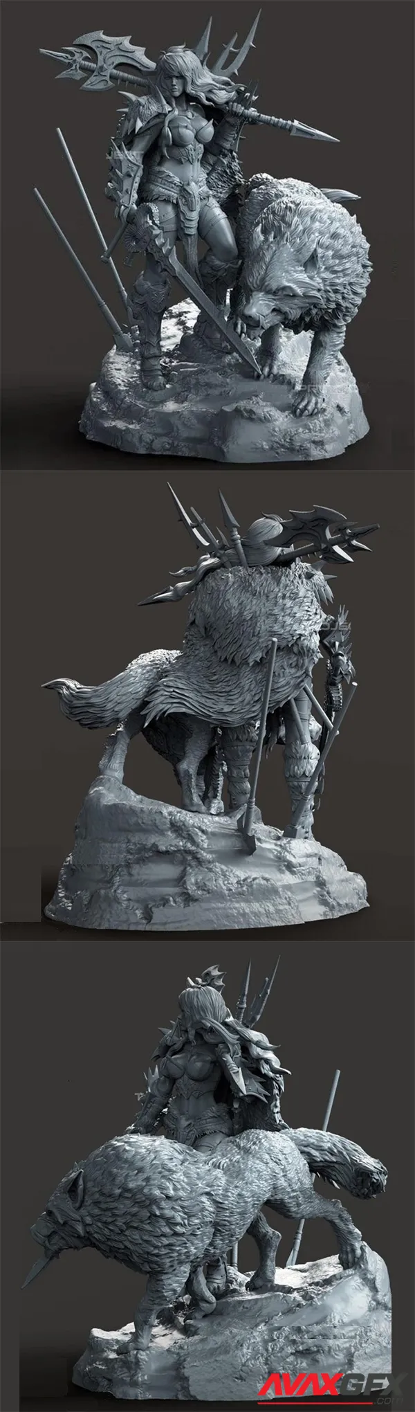 Barbarian Girl and the Wolf – 3D Print