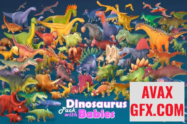 Unity 3D-Models Dinosaurus Pack with Babies v1.01