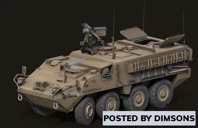 Military M1126 stryker Mid poly 40k - 3D Model