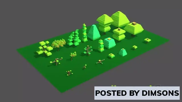 Unity 3D-Models Simple Blocky Growing Trees v1.0
