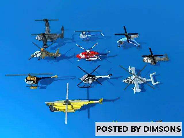 Unity 3D-Models Simple Voxel Helicopters Pack v1.0