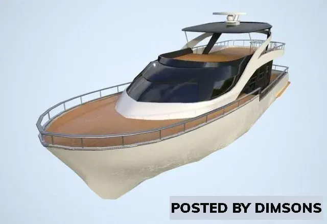 Watercraft Yacht motor boat flying in sky - 3D Model