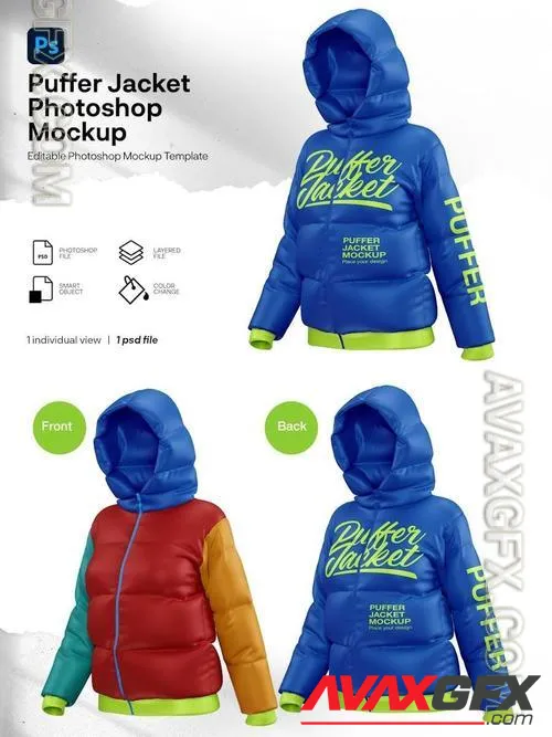 Puffer jacket mockup front view