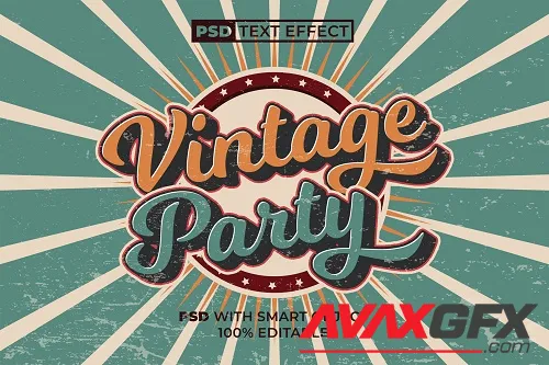 Vintage Party Text Effect Retro Styl - 92036027