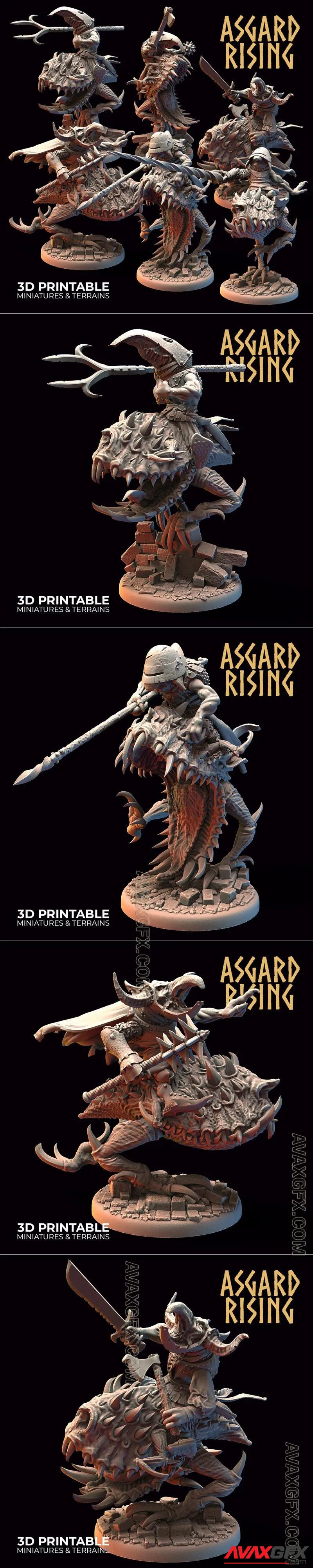 Asgard Rising Miniatures - Goblin Riders on Trollhounds - STL 3D Model