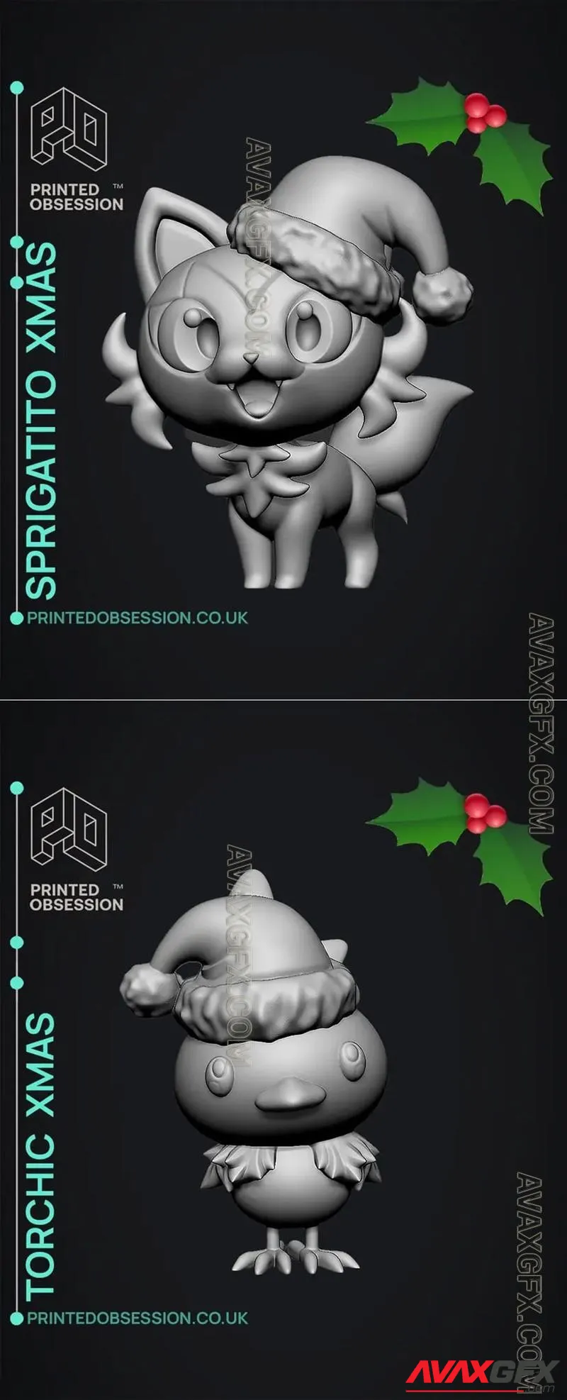 Sprigatito x and Torchic x - STL 3D Model