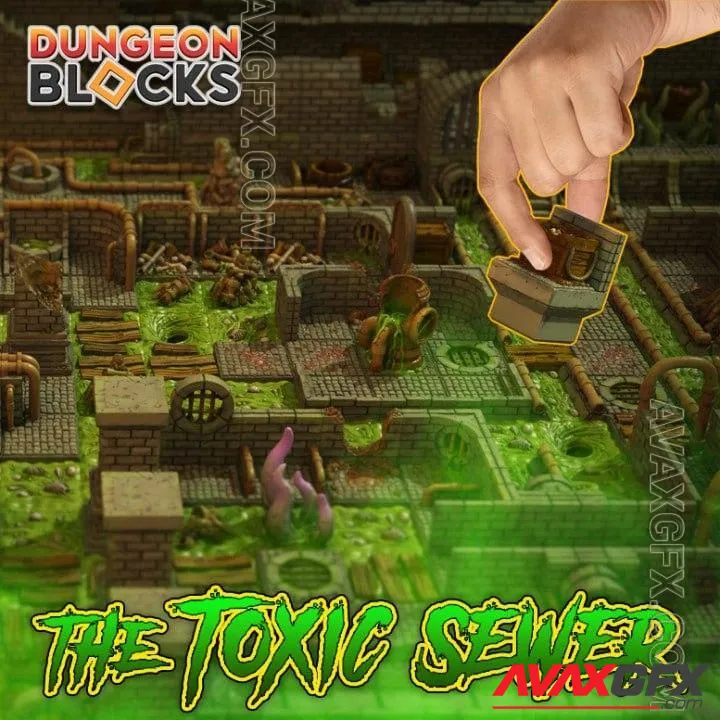 Dungeon Blocks - The Toxic sewer - STL 3D Model