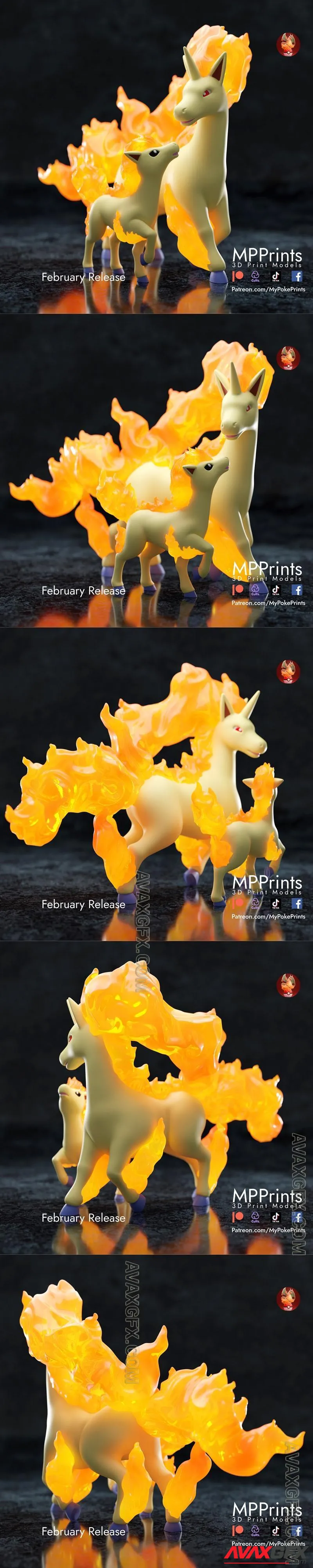 Ponyta and Rapidash - STL 3D Model