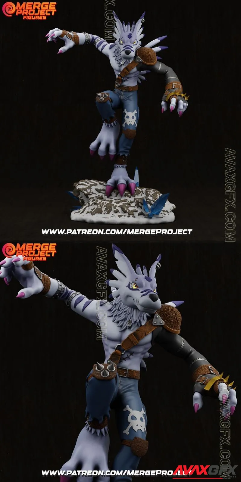 Merge Project Figures - Were Garurumon - STL 3D Model