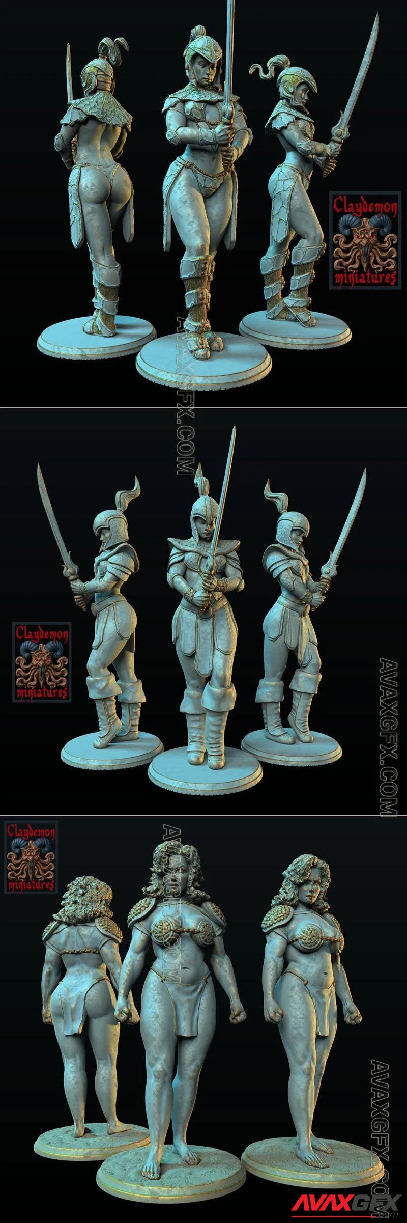 Second court guard and First court guard and The Demigoddess - STL 3D Model