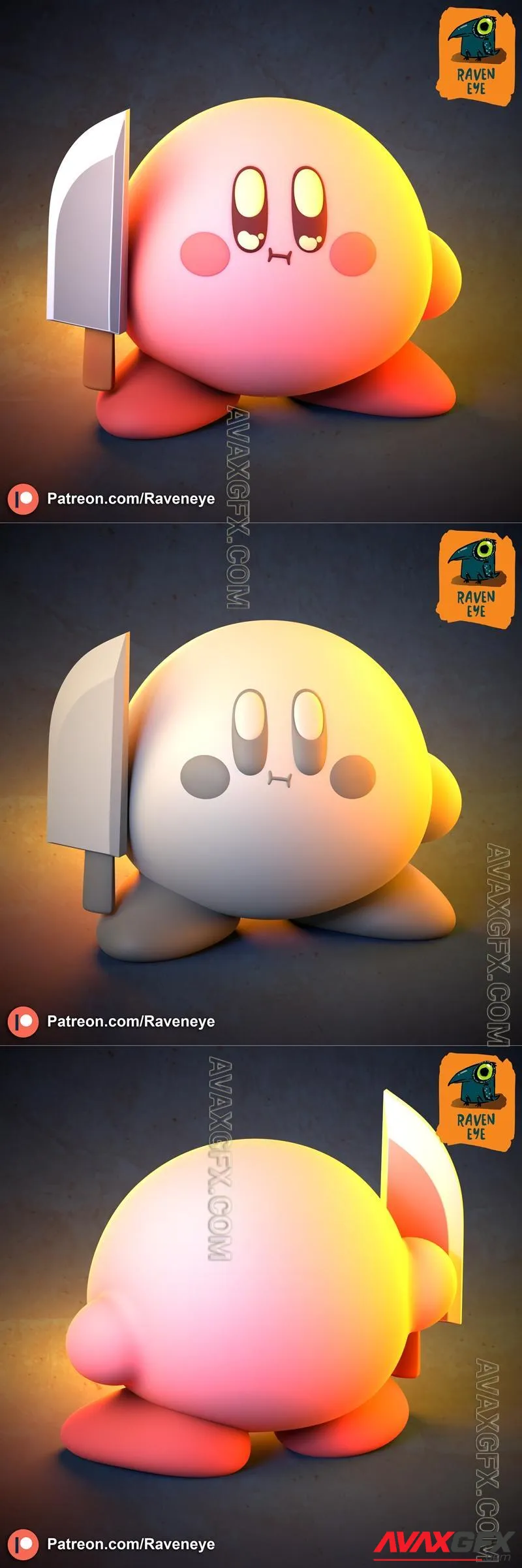 Kirby with Knife - STL 3D Model