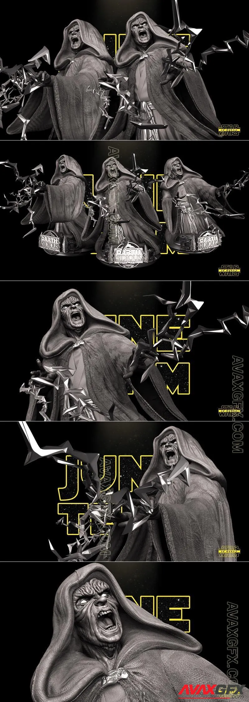 Star Wars - Darth Sidious Bust - STL 3D Model