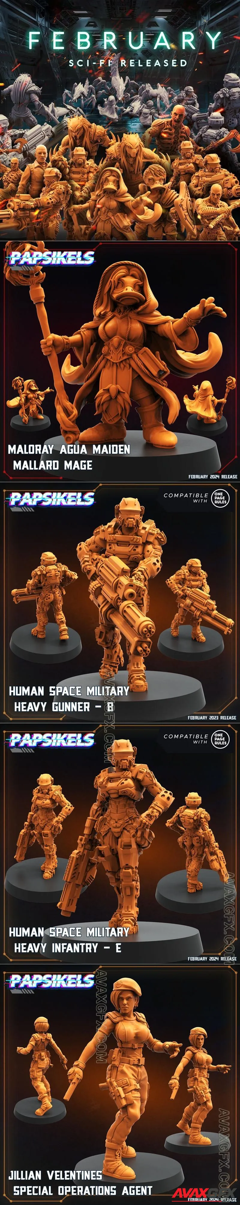 Papsikels Miniatures - Sci-Fi February 2024 - STL 3D Model