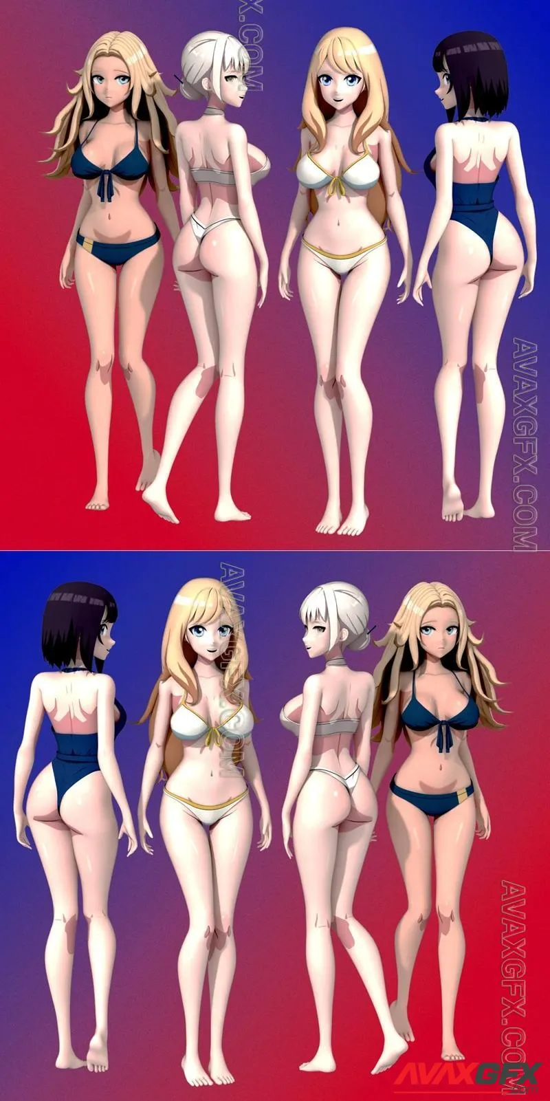 Summer Collection 4 Anime Bikini - STL 3D Model