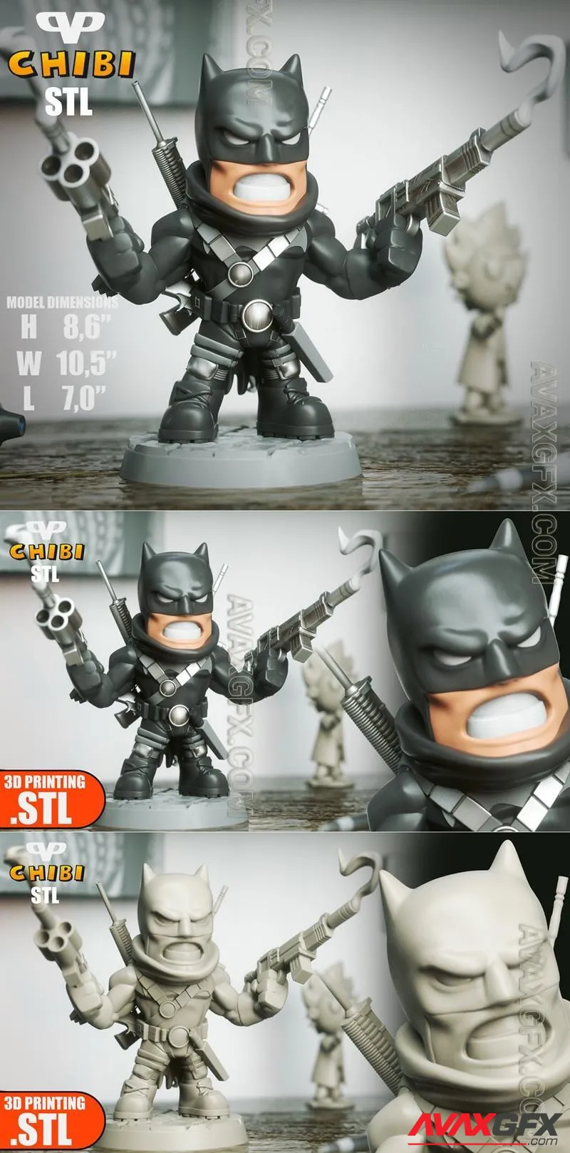 Batman Grim Knight Chibi - STL 3D Model