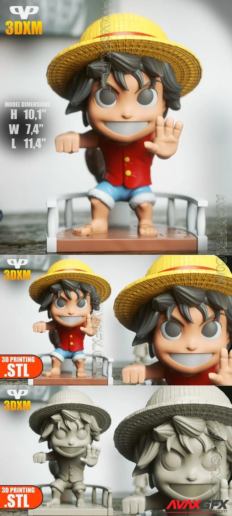 Luffy Chibi - STL 3D Model