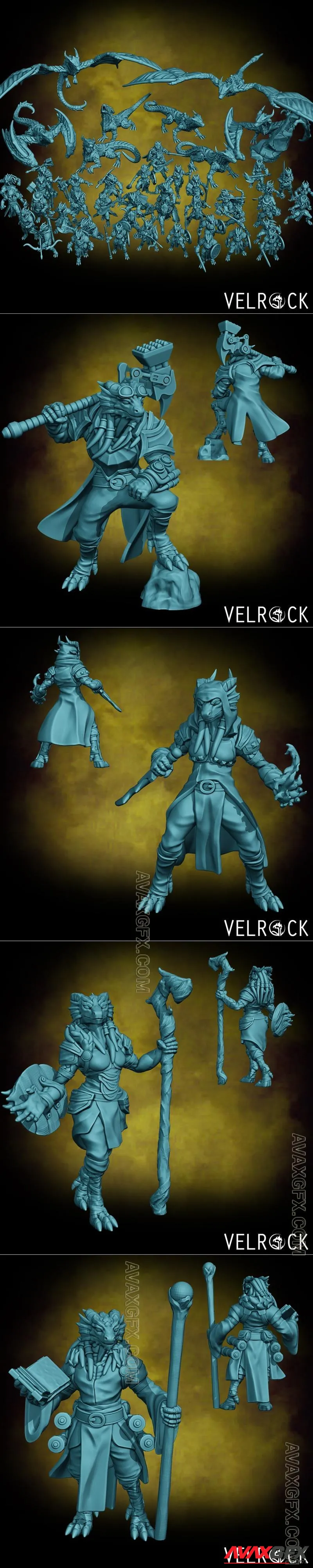 Velrock Art Miniatures - Company of Dragons Pack - STL 3D Model