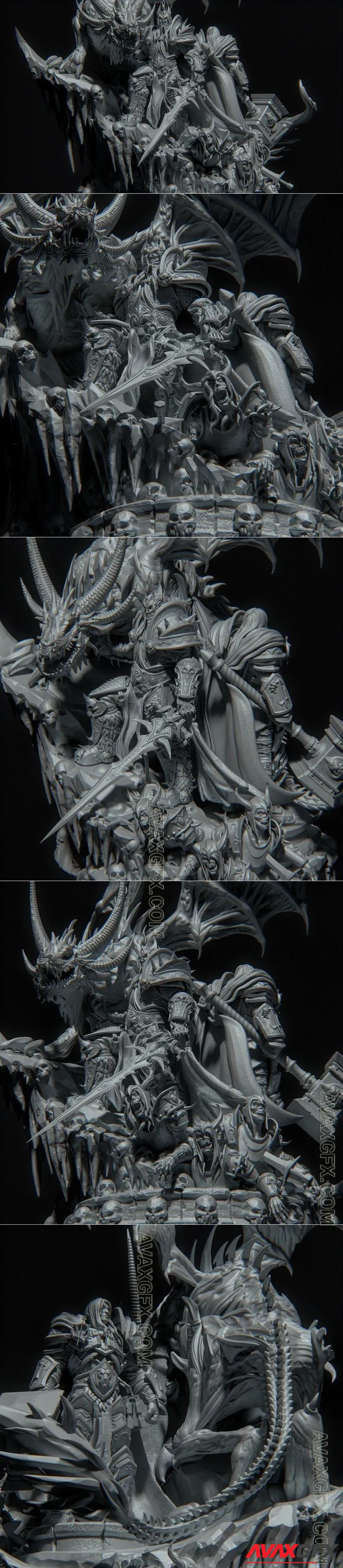 Arthas Lich King Diorama - STL 3D Model