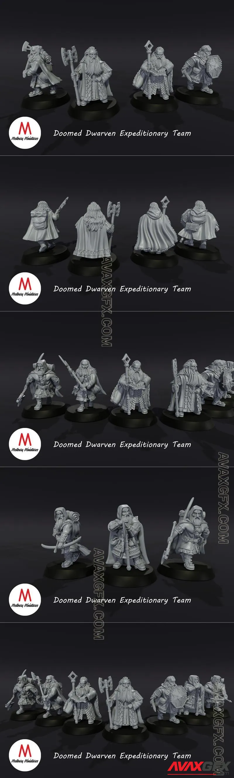 Doomed Dwarven Expeditionary Team - STL 3D Model