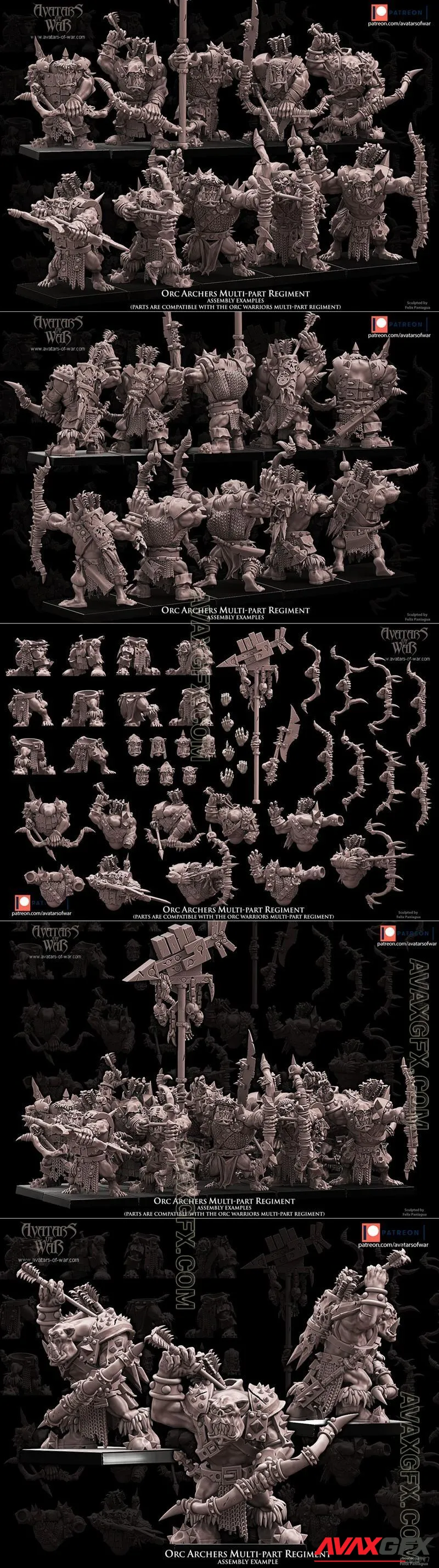 Avatars of War - Orc Archers Multipart Regiment - STL 3D Model