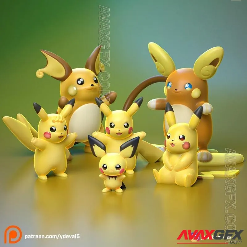 Pichu Evolutions - STL 3D Model