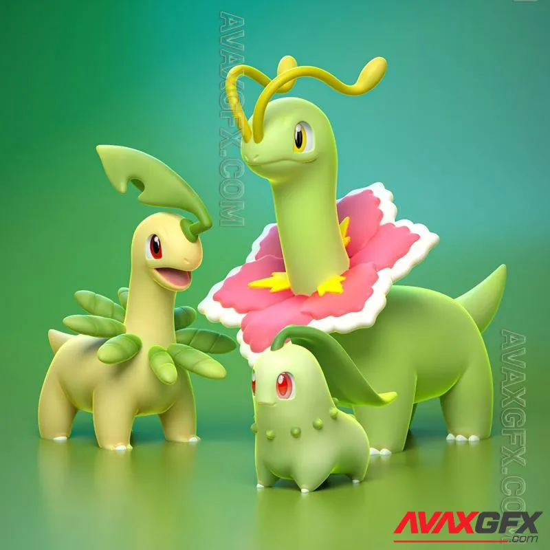 Chikorita Evolutions - STL 3D Model