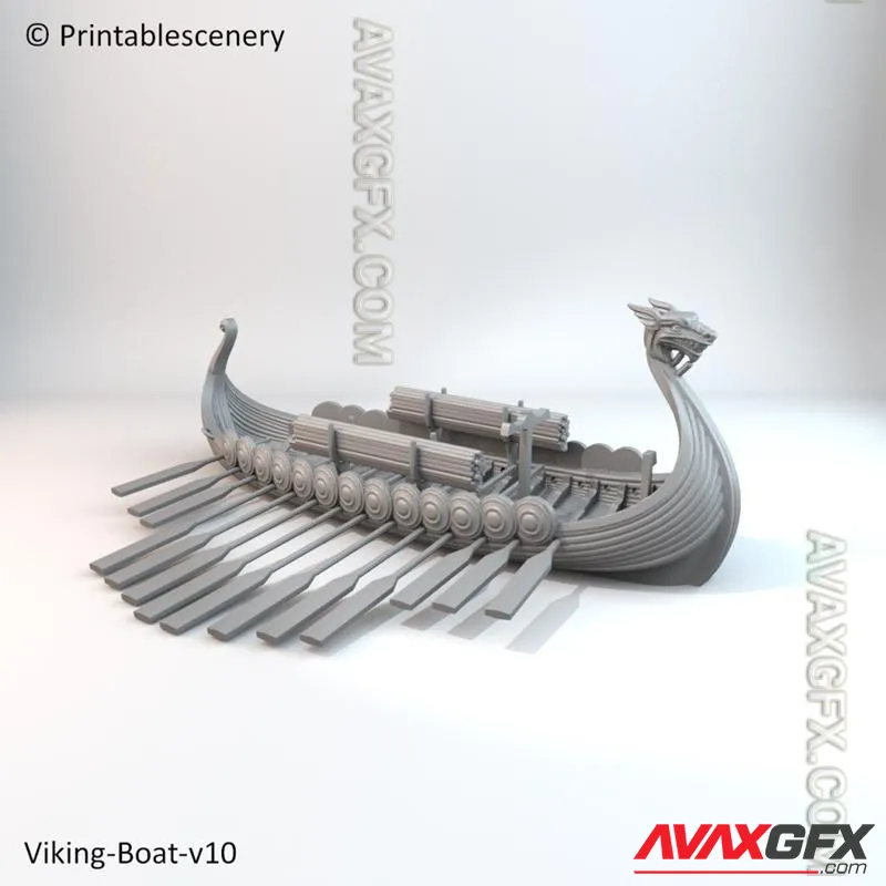 Viking Boat (Complete) - STL 3D Model