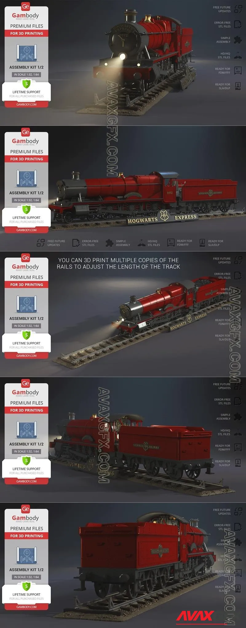 Gambody - Hogwarts Express - Assembly Kit 1 - Steam Locomotive - STL 3D Model