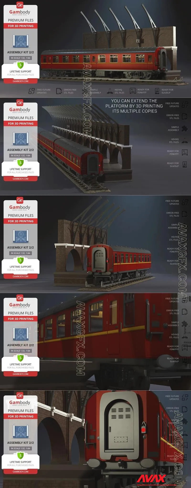 Gambody Hogwarts Express Kit 2 - Wagon and Platform - STL 3D Model