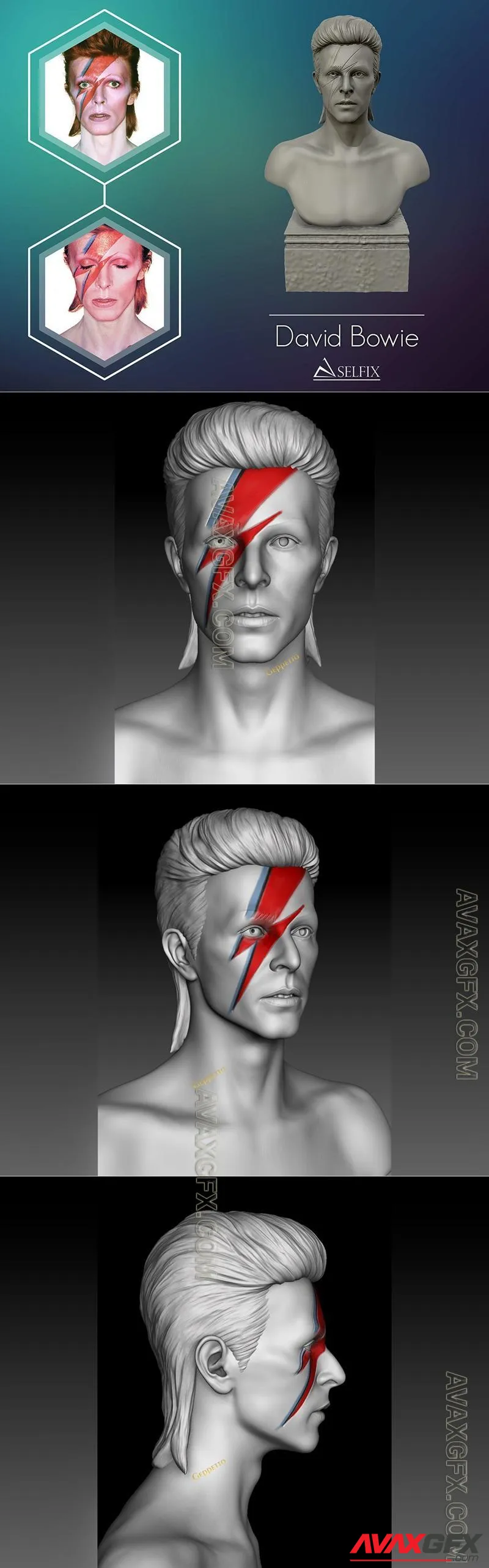 David Bowie Bust - STL 3D Model