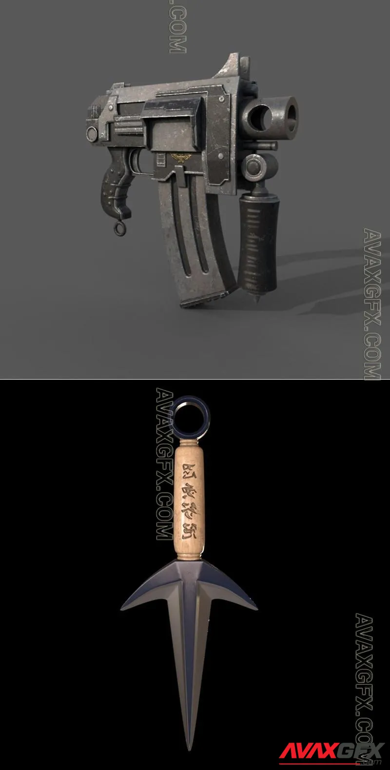 Bolt Pistol and Minato Kunai - STL 3D Model