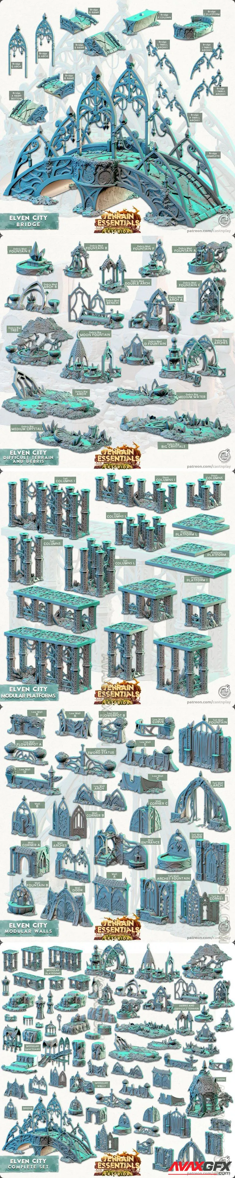 Cast n Play - Elven City Set - STL 3D Model