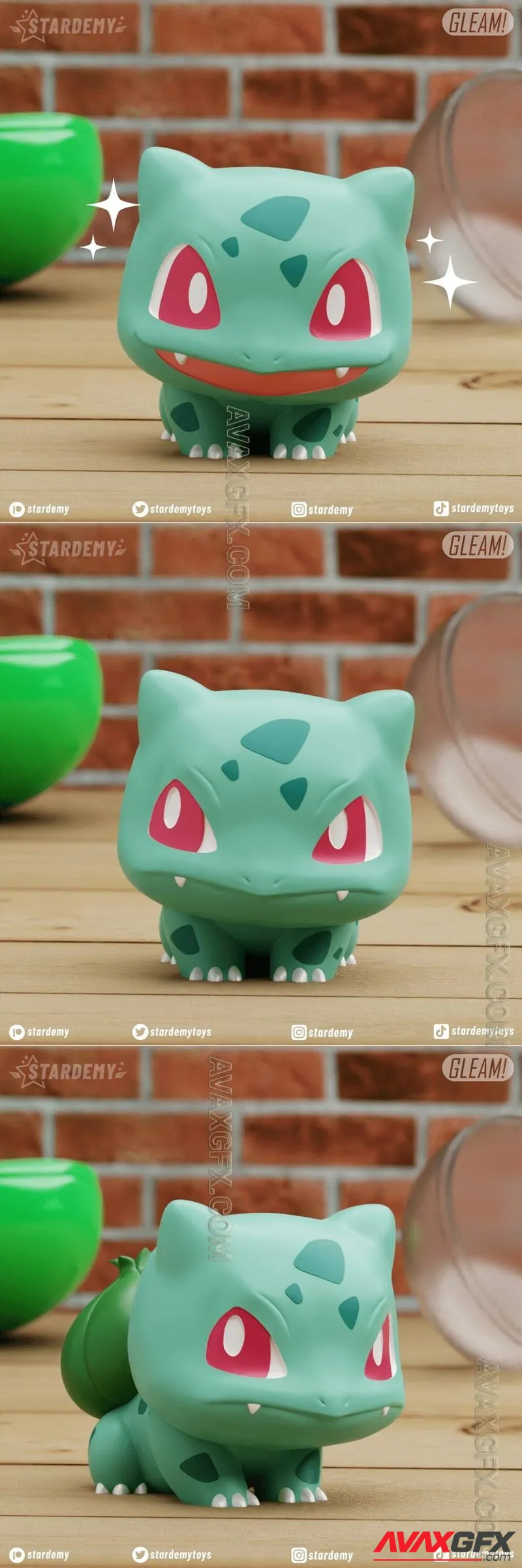 Bulbasaur Gleam Chibi Pokemon - STL 3D Model