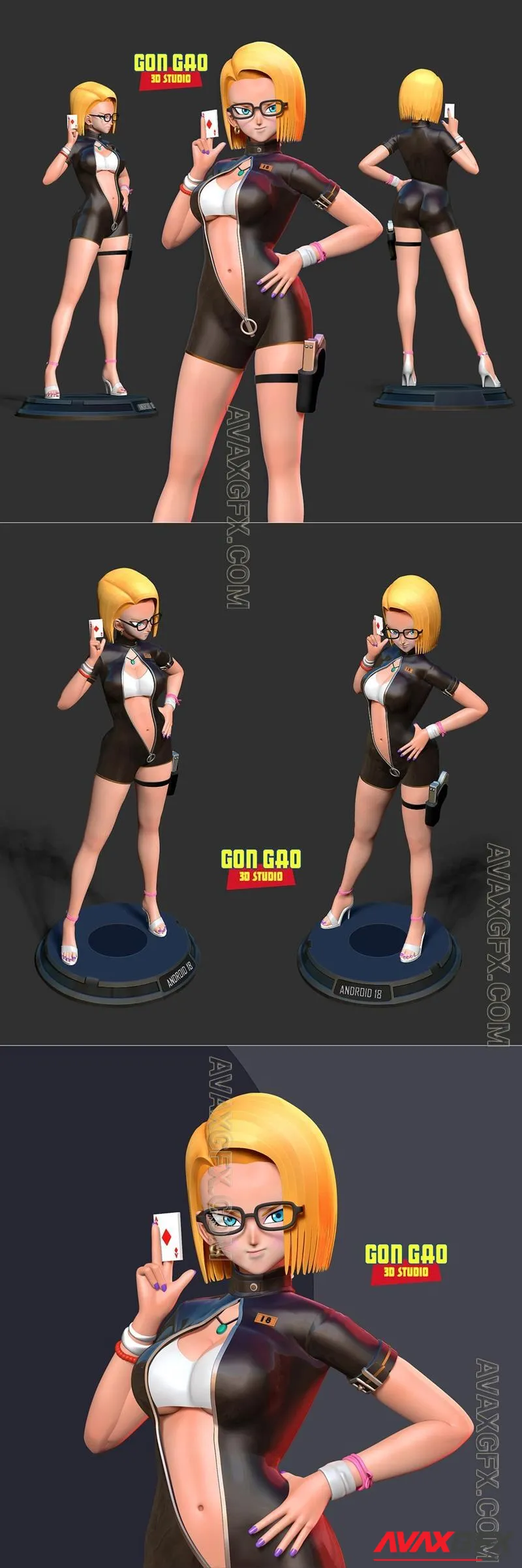 Android 18 - Poker Girl - STL 3D Model