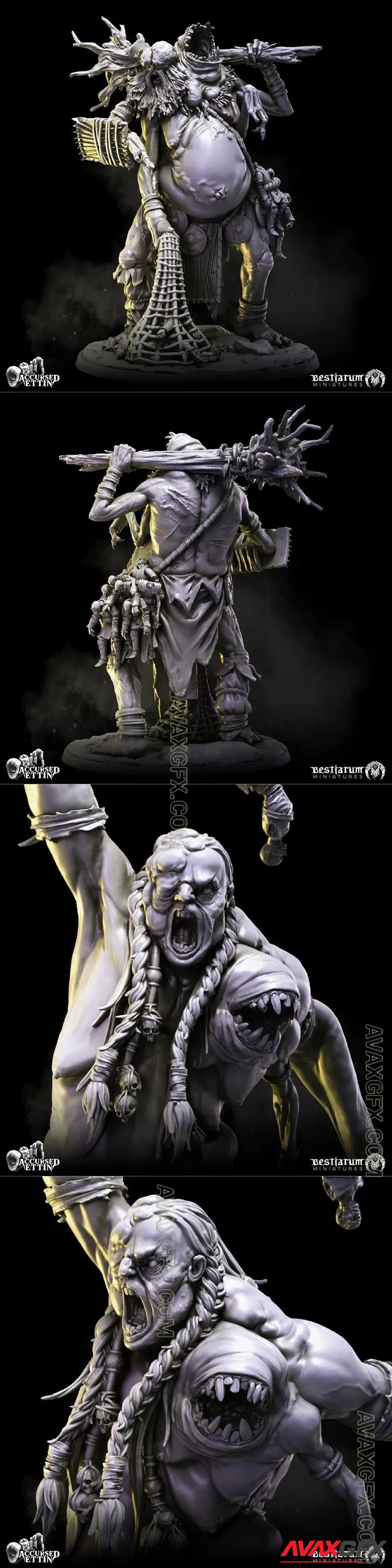 Bestiarum Miniatures - Ettin - STL 3D Model