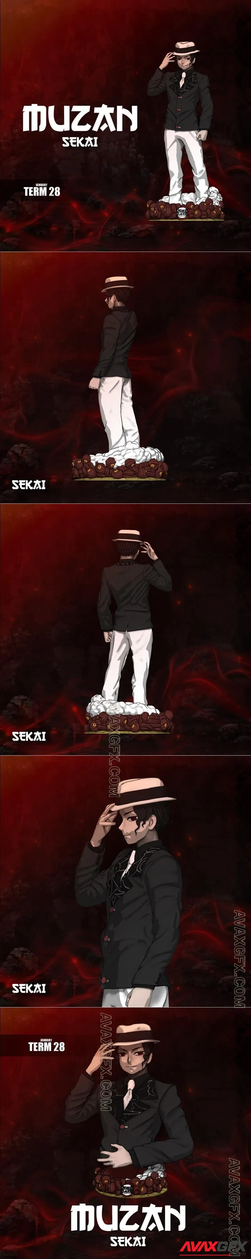Sekai - Muzan Statue and Bust - STL 3D Model
