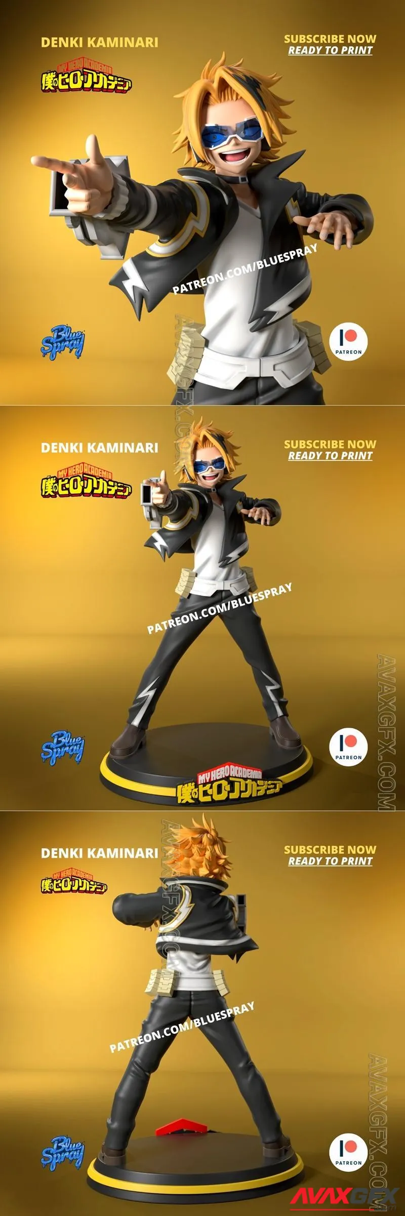 Blue Spray - Denki Kaminari Sculpture - STL 3D Model