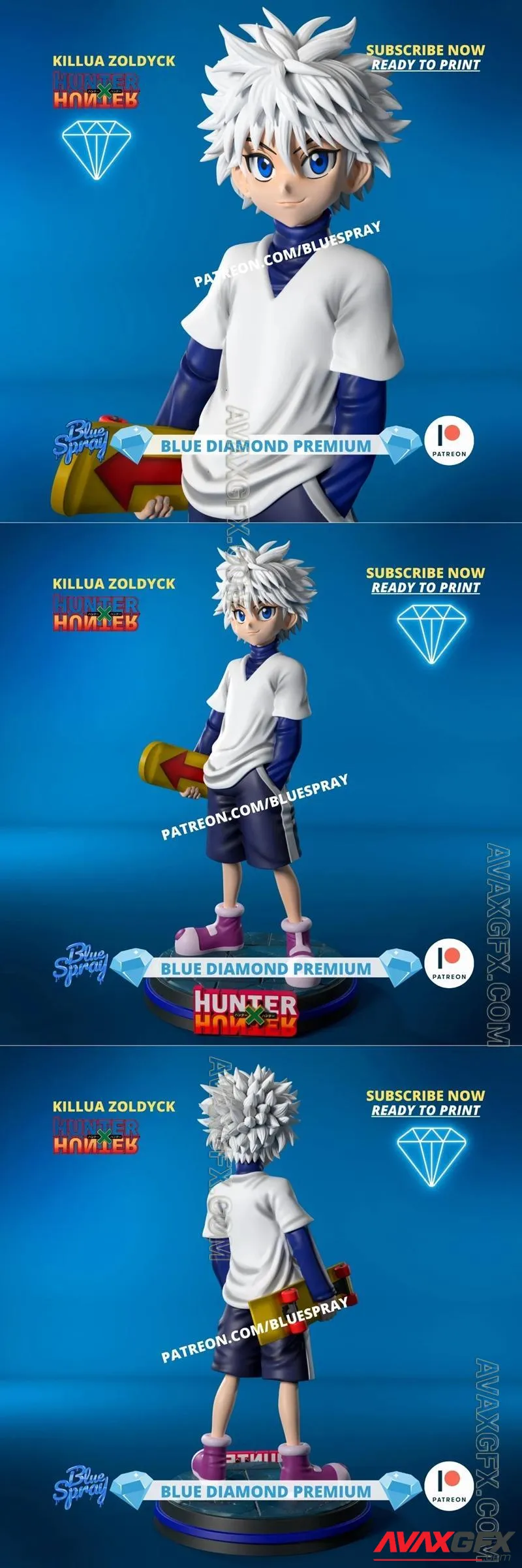 Blue Spray - Killua Zoldyck Sculpture - STL 3D Model