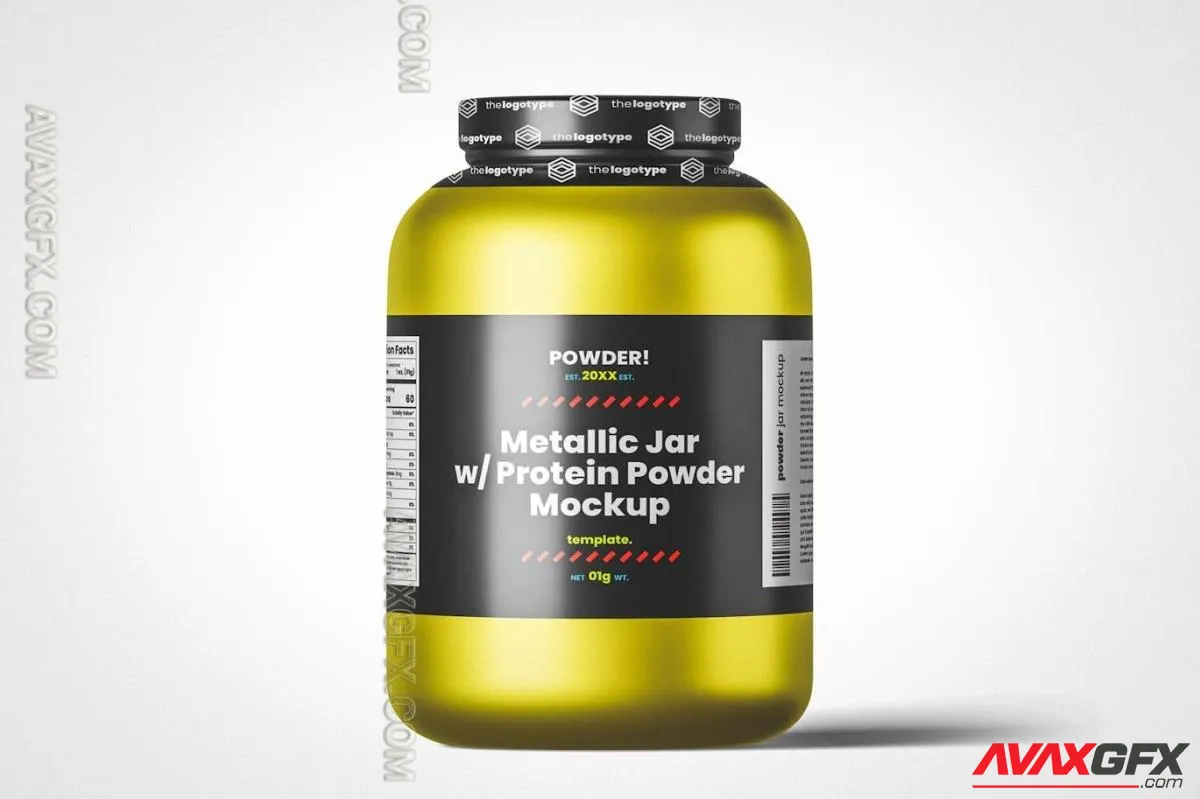 Metallic Plastic Protein Jar Mockup