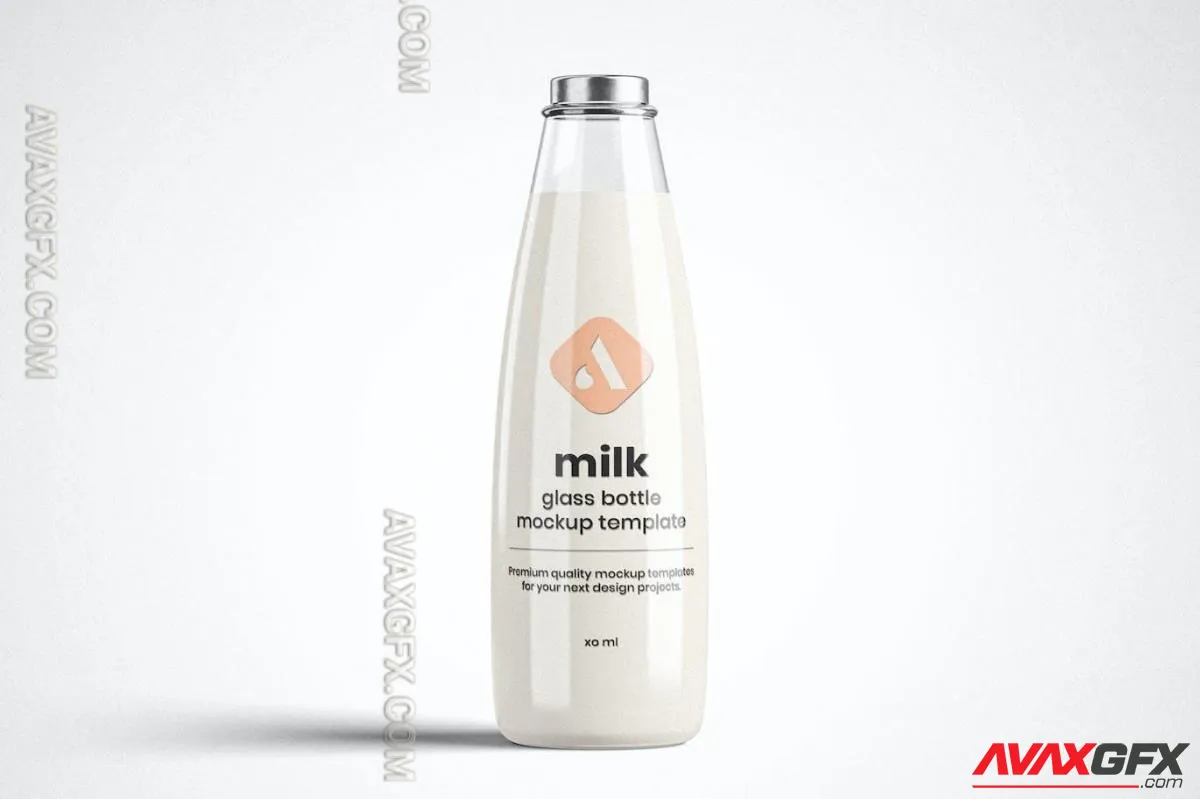 Glass Milk Bottle Mockup