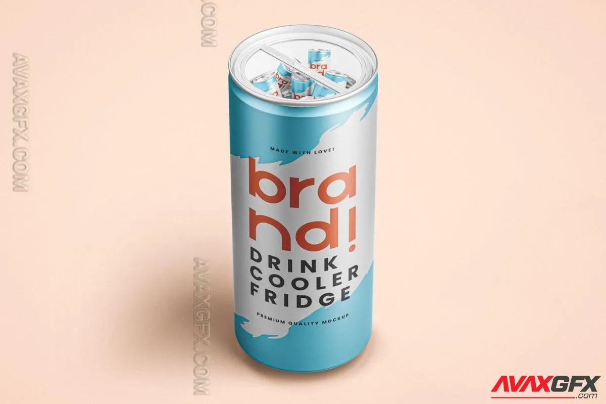 Drink Can Cooler Fridge Mockup