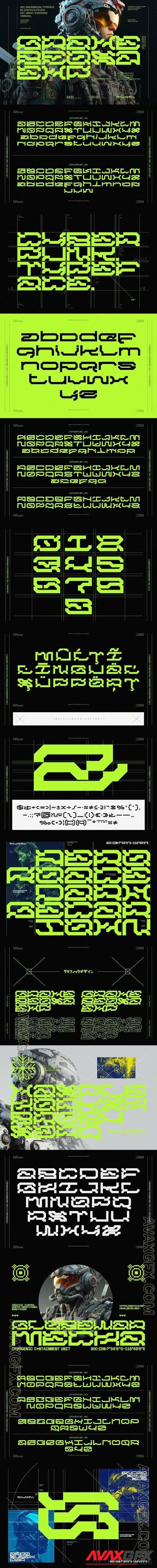 NCL Graxebeosa Expanded - Cyberpunk Futuristic Font