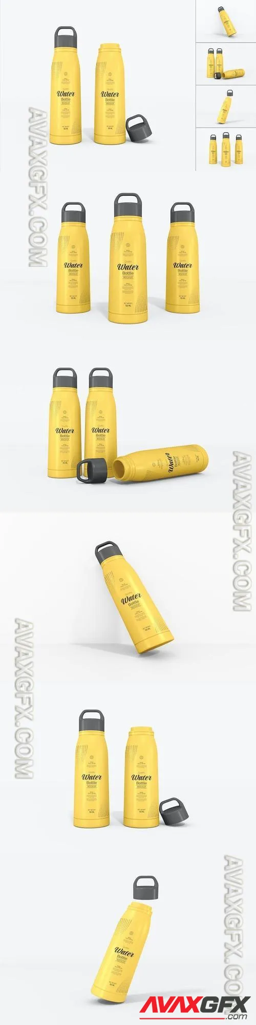 Glossy Plastic Water Bottle Branding Mockup Set