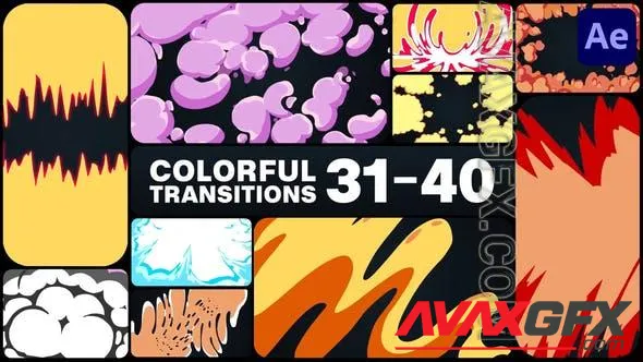 Colorful Cartoon Transitions for After Effects 50804444 Videohive