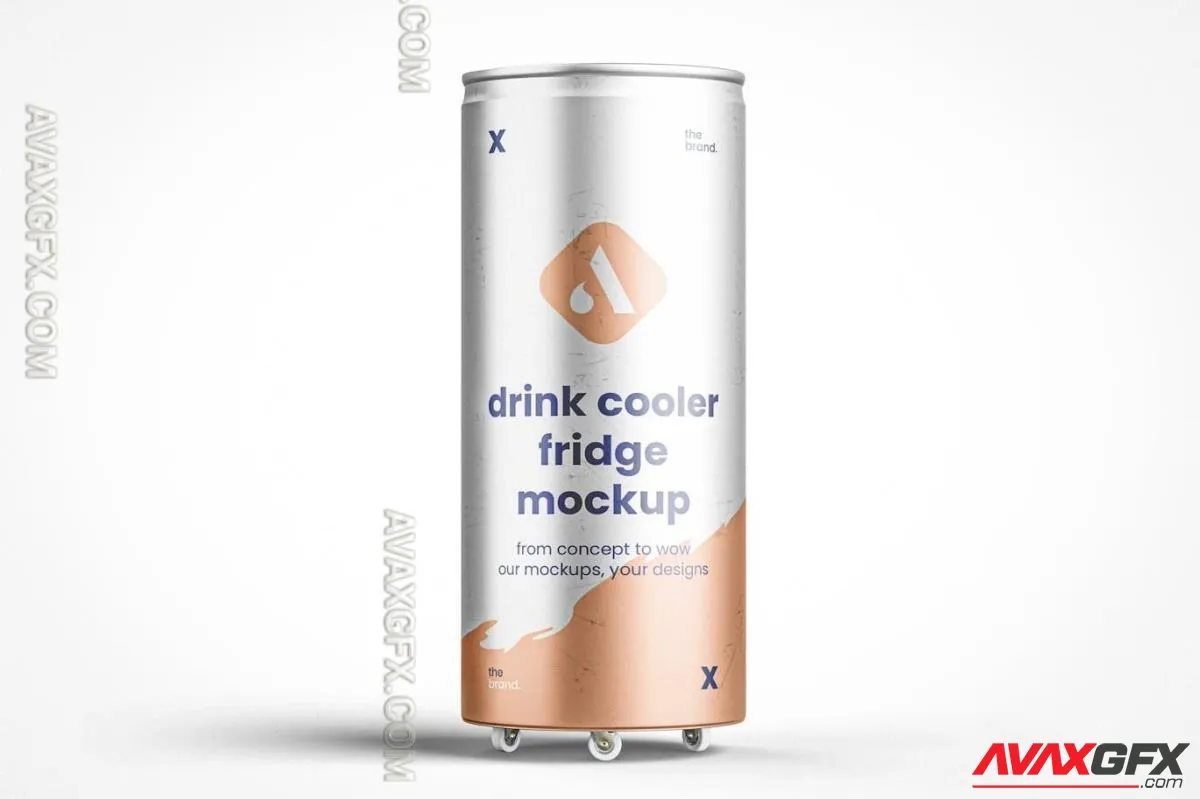 Drink Cooler Fridge Mockup on Wheels