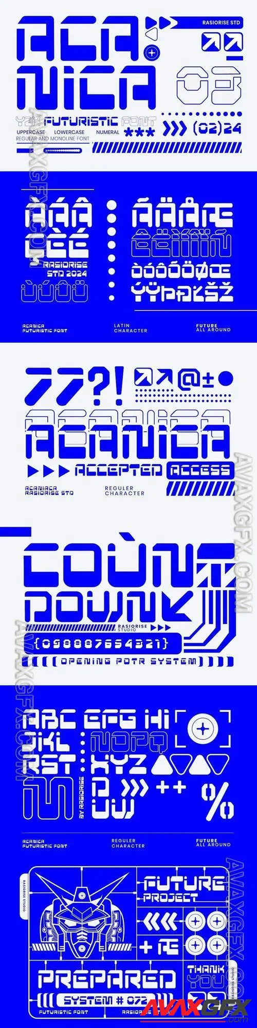Acanica - Y2K Futuristic Display Font